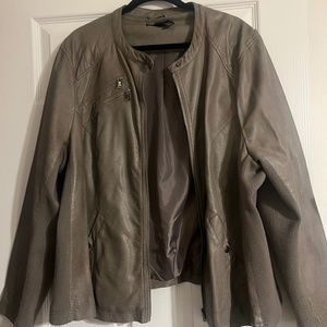 Plus Size Faux Leather Jacket